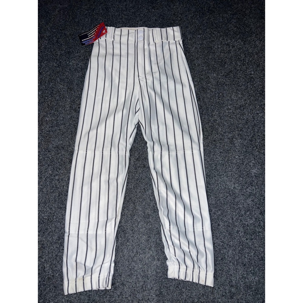 Champro Youth M Baseball Pants White Black Pinstripe Polyester BP11